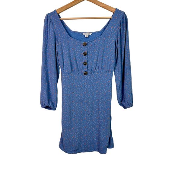 American Eagle Long Sleeve Square Neck Floral Cottagecore Mini Dress Sz. Small - Picture 2 of 8